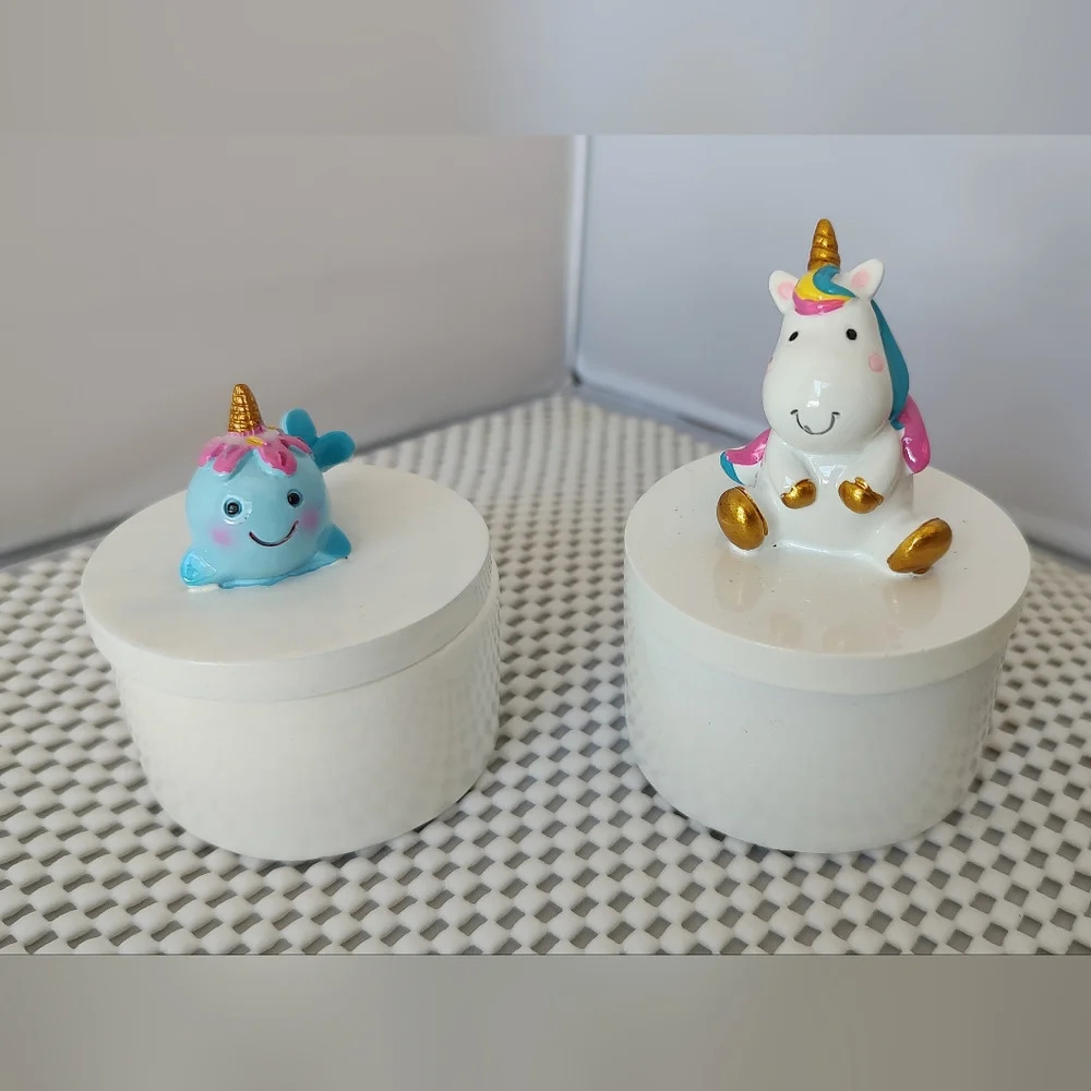 Jewelry Keepsake Ceramic Boxes Unicorn & Narwhal Jeweler Box